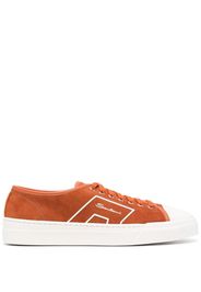 Santoni screen-print low-top suede sneakers - Orange