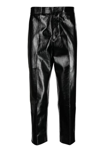 SAPIO cropped leather trousers - Schwarz