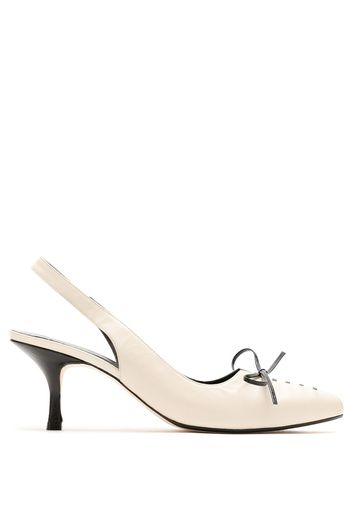 Sarah Chofakian Slingback-Pumps mit Schleife - Weiß