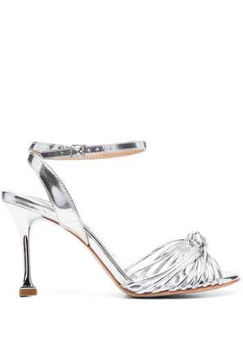 Schutz 95mm knot-detail metallic-effect sandals - Silber