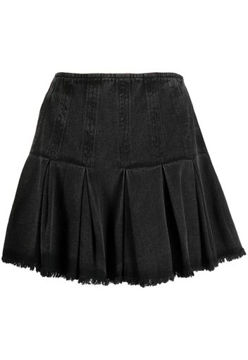 Sea pleat-detail denim mini skirt - Schwarz