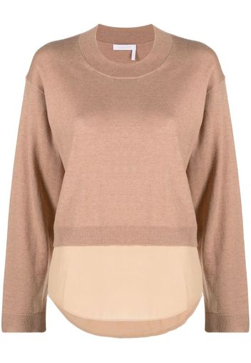 See by Chloé layered-effect crew neck sweater - Nude