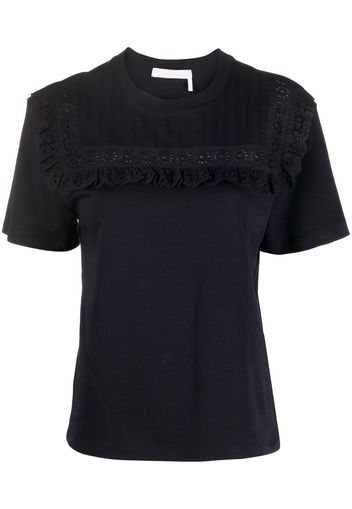 See by Chloé broderie anglaise short-sleeved T-shirt - Blau