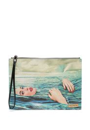 Seletti Sea Girl print clutch bag - Blau