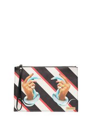 Seletti striped graphic-print clutch-bag - Schwarz