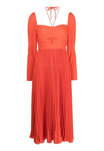 Self-Portrait halterneck pleated midi dress - RED RED