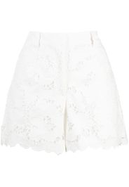 Self-Portrait embroidered high-waisted shorts - Weiß