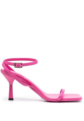 Semicouture buckled square-toe leather sandals - Rosa