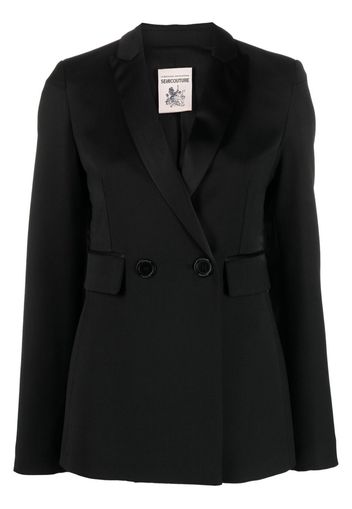 Semicouture satin-lapel double-breasted blazer - Schwarz