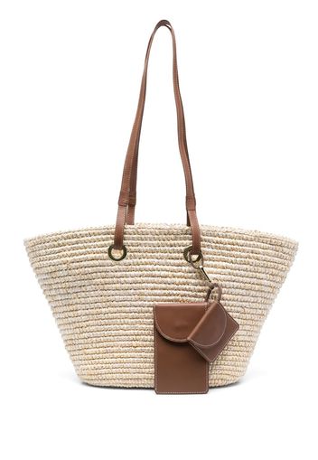 Sensi Studio interwoven-straw keyring-pouch tote bag - Nude