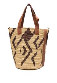 Sensi Studio patterned straw tote bag - Nude