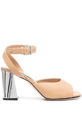 Sergio Rossi metallic-heel detail sandals - Nude