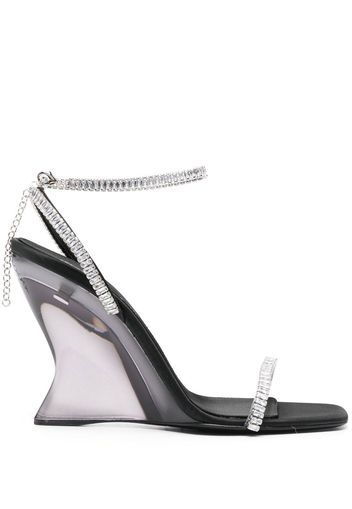 Sergio Rossi crystal-embellished wedge sandals - Schwarz