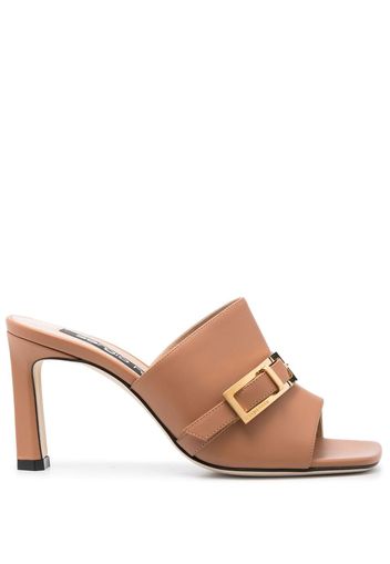 Sergio Rossi buckle-detail leather mules - Nude