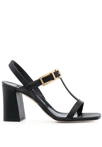 Sergio Rossi buckled T-bar leather sandals - Schwarz