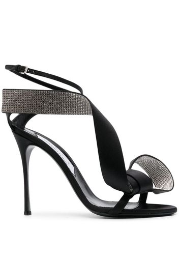 Sergio Rossi bow-detail 115mm crystal-embellished satin sandals - Schwarz