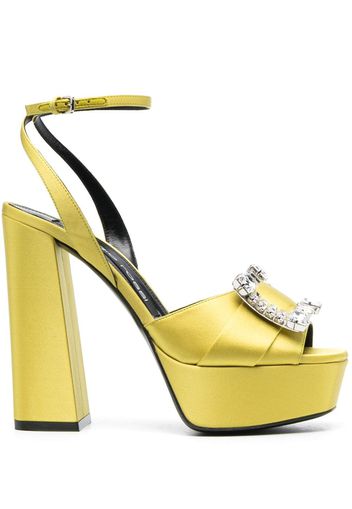 Sergio Rossi 130mm crystal-buckle platform sandals - Gelb