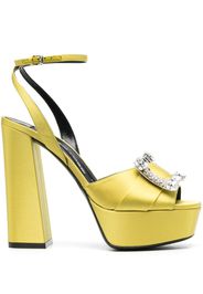 Sergio Rossi 130mm crystal-buckle platform sandals - Gelb