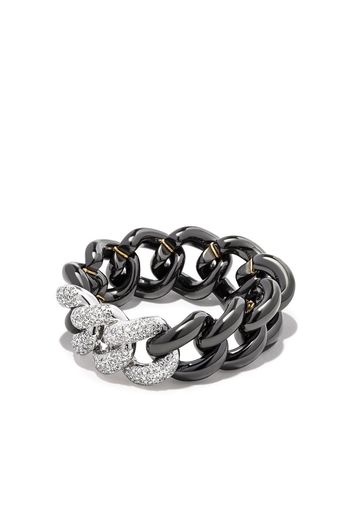 SHAY 18kt white gold diamond link ring - Schwarz