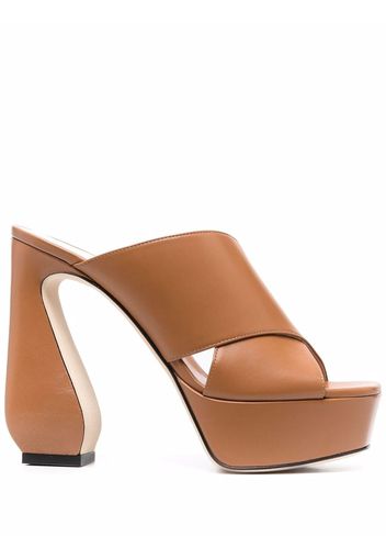 Si Rossi 90mm platform leather mules - Braun