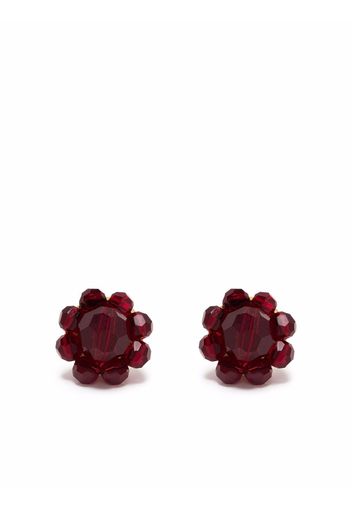 Simone Rocha beaded flower stud earrings - Rot