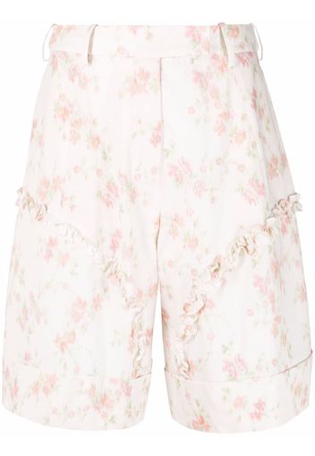 Simone Rocha Smudged flower-print cotton shorts - Nude