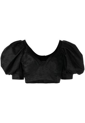 Simone Rocha floral-print crop top - Schwarz