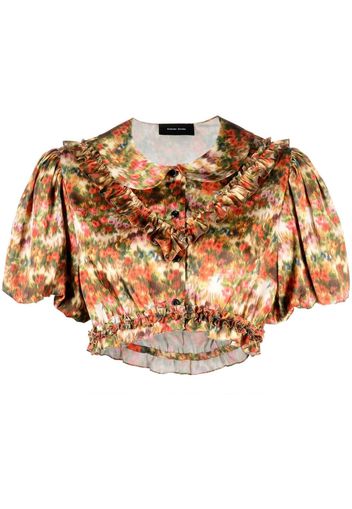 Simone Rocha floral-print cropped blouse - Gelb