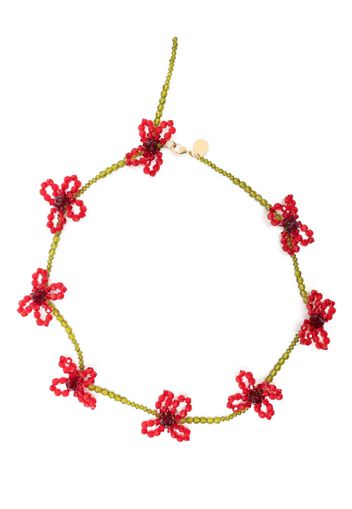 Simone Rocha crystal beaded flower neckalce - Rot