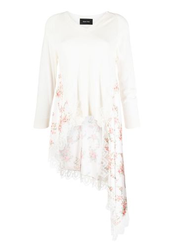 Simone Rocha floral-panel asymmetric jumper - Weiß