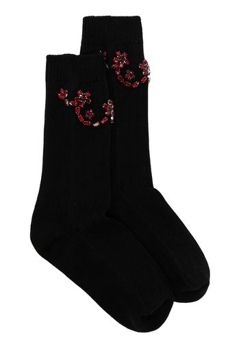 Simone Rocha crystal-embellished knitted socks - Schwarz