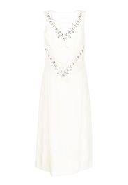 Simone Rocha crystal-embellished silk-panelled shirt-dress - Weiß