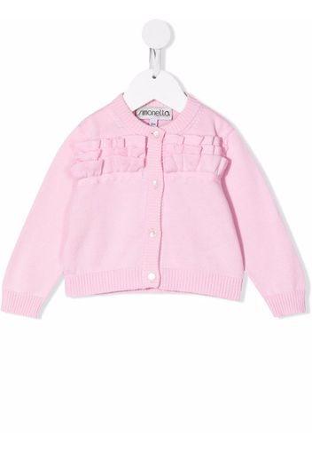 Simonetta cotton ruffle-trim cardigan - Rosa