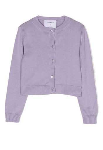 Simonetta fine knit long-sleeve cardigan - Violett