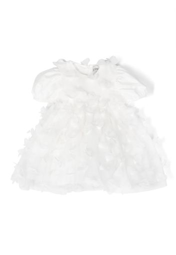 Simonetta floral-appliqué tulle overlay dress - Weiß