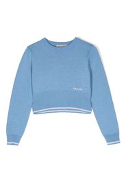 Simonetta crystal-embellished logo knitted jumper - Blau