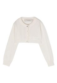 Simonetta long-sleeve cropped cashmere cardigan - Nude