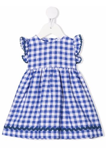 Siola gingham-print ruffle linen dress - Blau