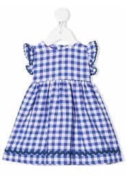 Siola gingham-print ruffle linen dress - Blau