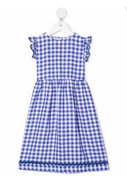 Siola gingham-print eco linen dress - Blau