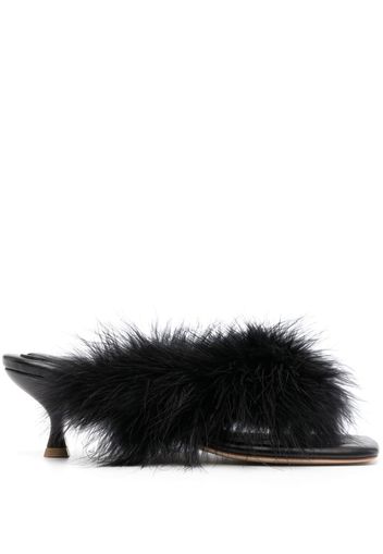 Sleeper feathered slip-on sandals - Schwarz