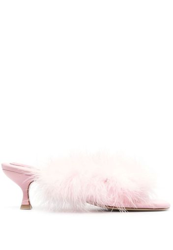 Sleeper feather-detailed kitten heel sandals - Rosa