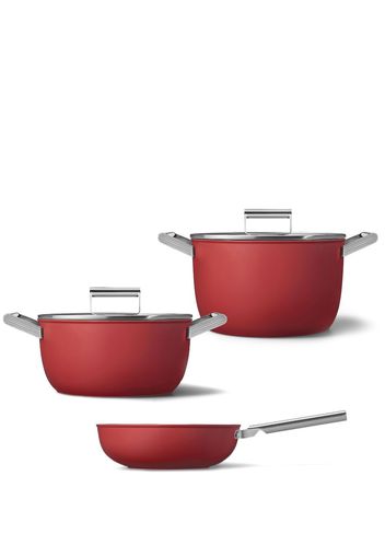 Smeg 50's Style set of 3 pots and pans - Rot