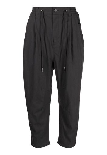 SONGZIO Cropped-Karottenhose mit hohem Bund - Braun