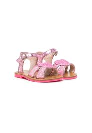 Sophia Webster Mini heart-patch leather sandals - Rosa