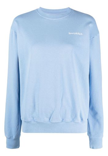 Sporty & Rich slogan-print cotton sweatshirt - Blau