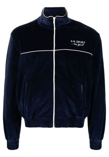 Sporty & Rich logo-embroidered zipped sweatshirt - Blau