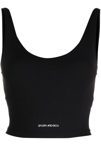 Sporty & Rich logo-print cropped top - Schwarz