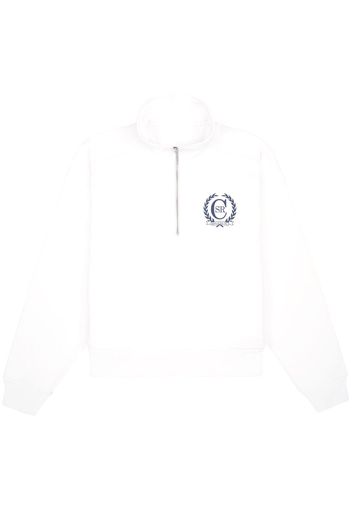 Sporty & Rich logo-print zipped cotton jumper - Weiß