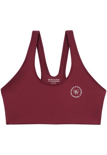 Sporty & Rich N.02 logo-print sports bra - BURGUNDY